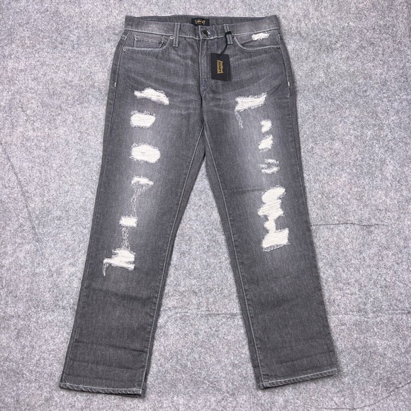 Levi’s Jeans Womens 9 Juniors Gray Distressed Straight Denim Pants‎ Cotton NEW - Picture 1 of 14